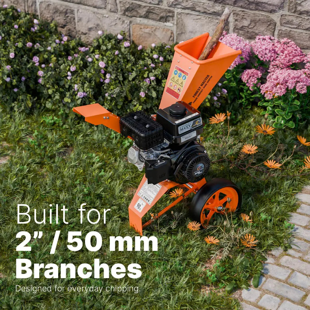 FM6DD Compact 6HP Petrol Wood Chipper – Direct Drive, Rotatable Hopper, Chips Up to 50mm