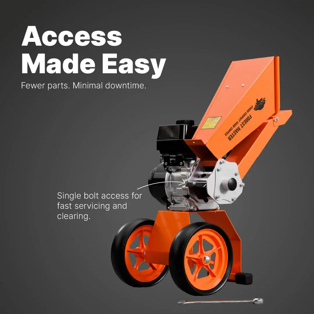 FM6DD Compact 6HP Petrol Wood Chipper – Direct Drive, Rotatable Hopper, Chips Up to 50mm